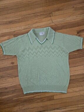 Vintage Montgomery Ward Green Knit Polo Sweater
